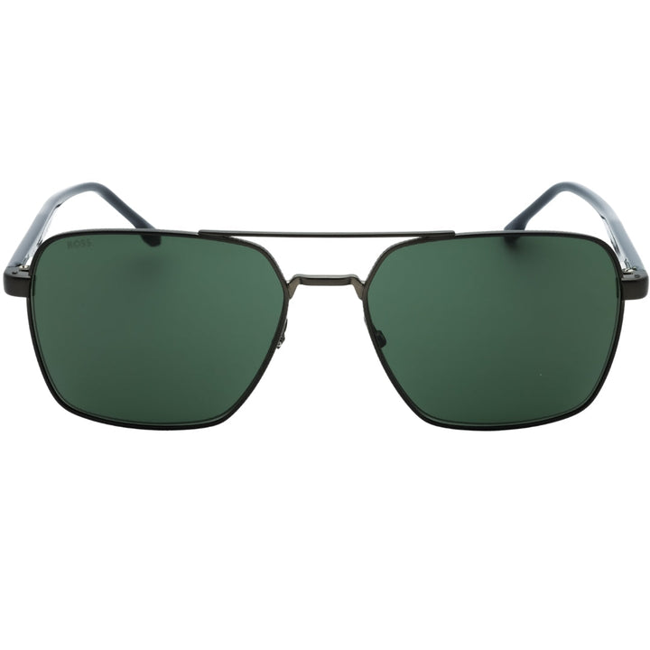 Hugo Boss Green Lens Matte Ruthenium Black Sunglasses One Size