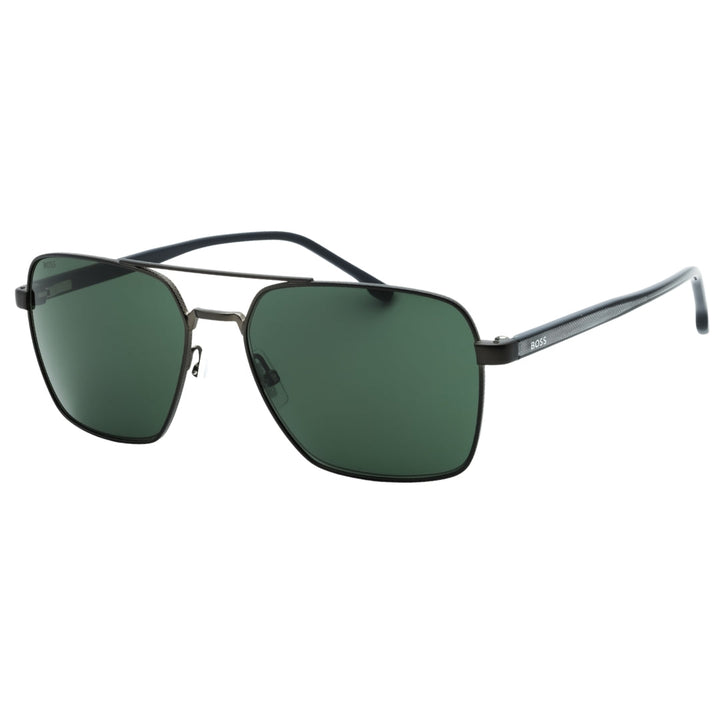 Hugo Boss Green Lens Matte Ruthenium Black Sunglasses One Size
