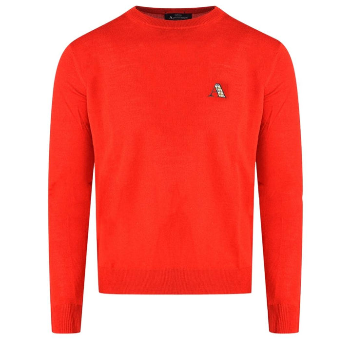 Aquascutum Check A Logo Red Jumper - Nova Clothing