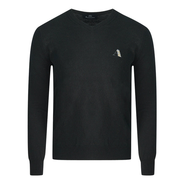 Aquascutum 69035 01 Black V-Neck Jumper - Style Centre Wholesale