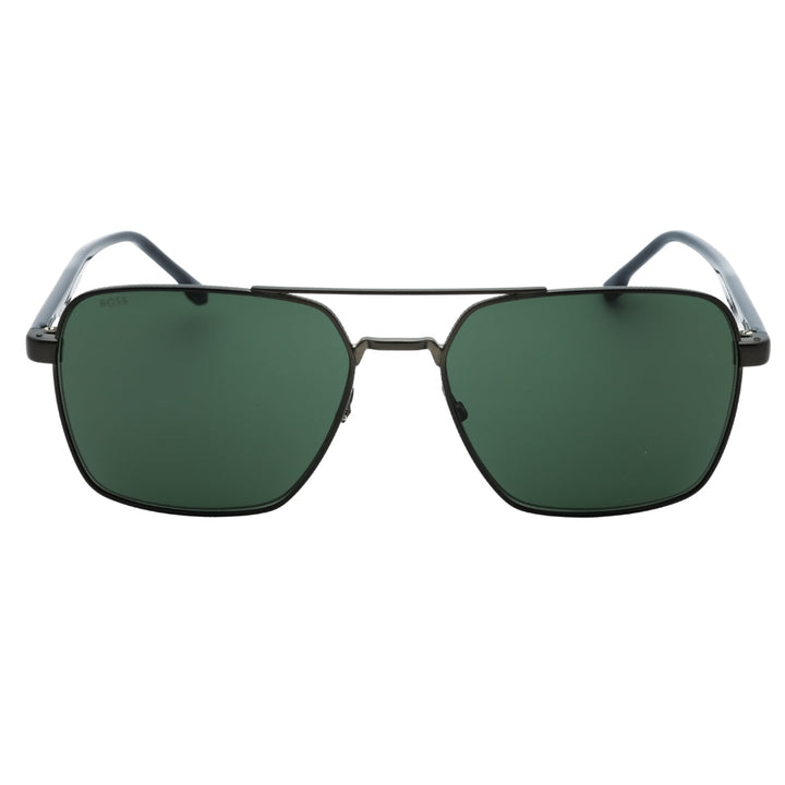 Hugo Boss Green Lens Matte Ruthenium Black Sunglasses One Size