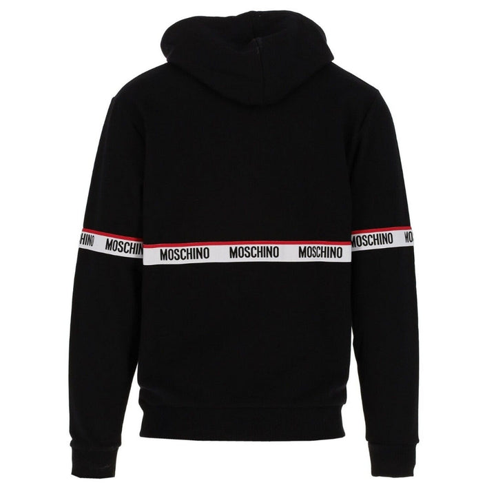 Moschino Branded Taped Chest Black Hoodie M