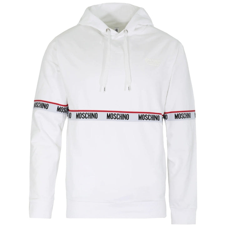 Moschino Branded Taped Chest White Hoodie XS