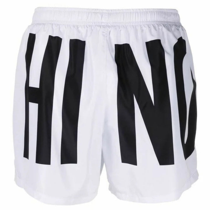 Moschino Brand Print Logo White Short Swim Shorts XS