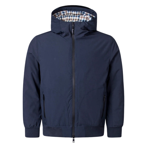 Aquascutum Active Hooded Jacket Navy Fw23 Jk008 11 Navy Blue Jacket Mens