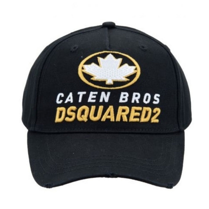 DSQUARED2 BCM0645 2124 Maple Leaf  Baseball Cap 2124 BLACK Hat One Size