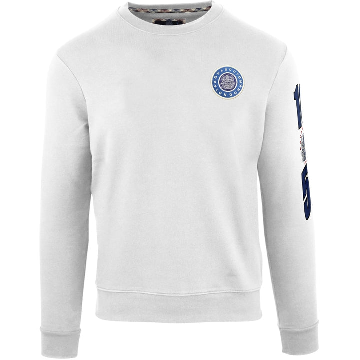 Aquascutum Embossed Circle Small Logo White Sweatshirt S