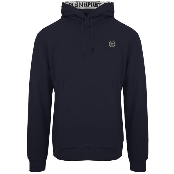 Plein Sport Large Circle Logo On Back Taped Hood Navy Blue Hoodie S