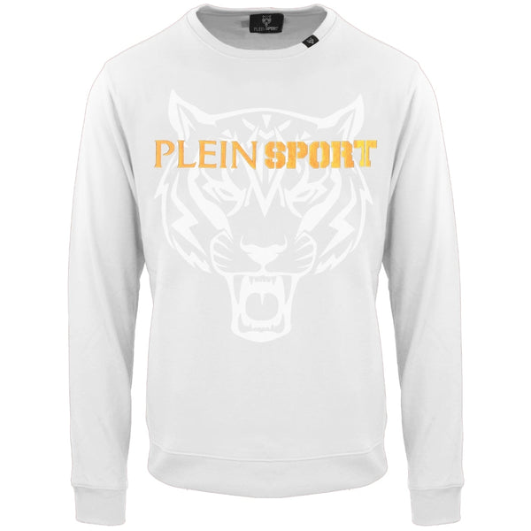 Plein Sport Large Branded Logo Tiger White Jumper S