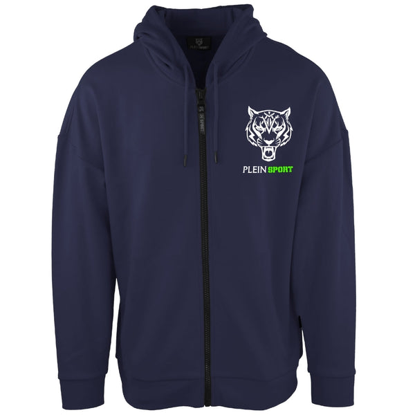 Plein Sport Green Logo Navy Blue Zip-Up Hoodie S