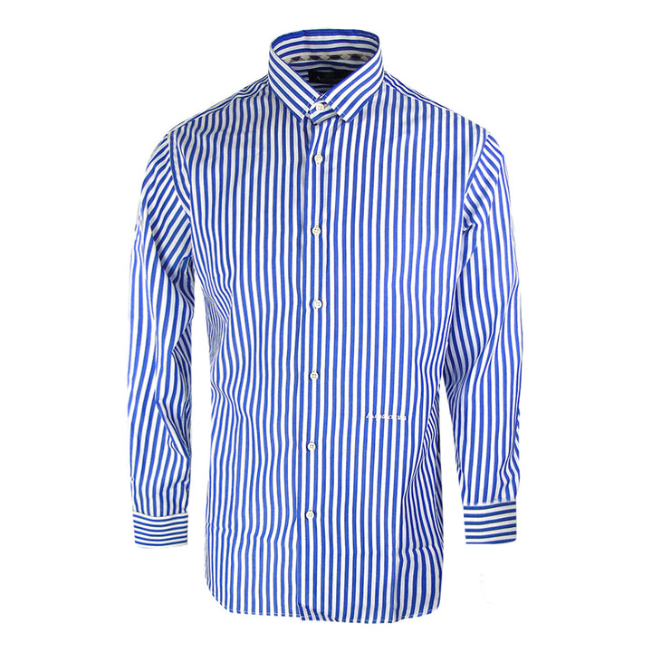 Aquascutum Striped Pattern Long Sleeve Blue Shirt