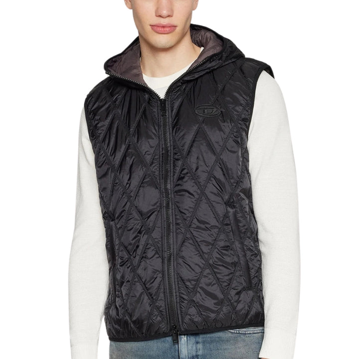 Diesel Brand Logo Black Quilted Gilet Jacket S