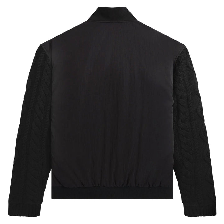 Fred Perry Cable Knit Sleeve Black Bomber Jacket S