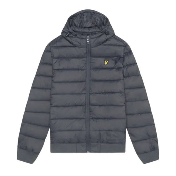 Lyle & Scott Branded Gunmetal Grey Hooded Wadded Jacket M