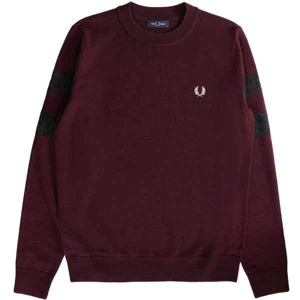 Fred Perry Tipped Sleeve Oxblood Red Crewneck Jumper S