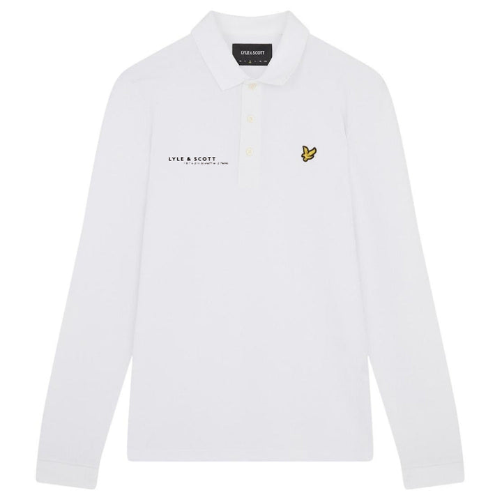 Lyle & Scott White Co-ordinate Print Logo Long Sleeved Polo Shirt M