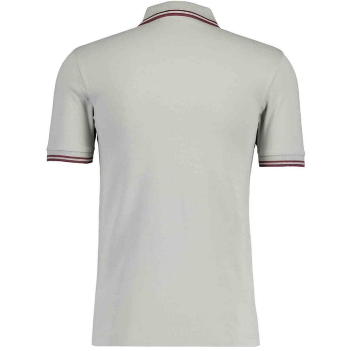 Fred Perry Burgundy Twin Tipped Collar Grey Polo Shirt S