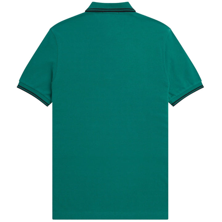 Fred Perry Black Twin Tipped Collar Mint Green Polo Shirt XS