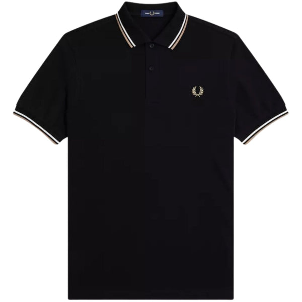 Fred Perry Brown Twin Tipped Collar Black Polo Shirt XS