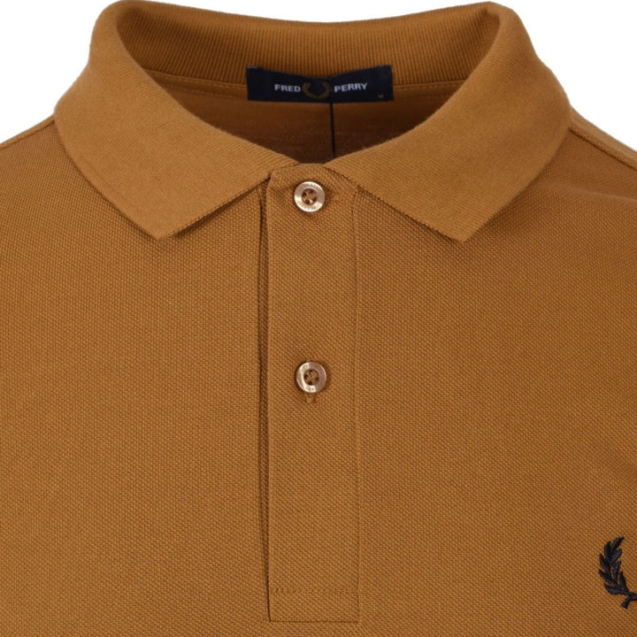 Fred Perry Plain Dark Camel Brown Polo Shirt S