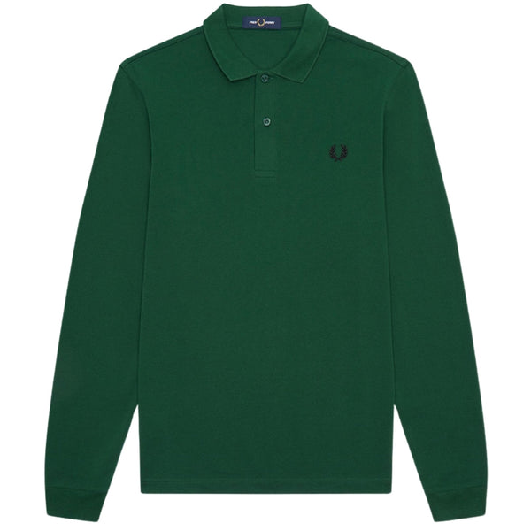 Fred Perry Plain Ivy Green Long Sleeve Polo Shirt XXL