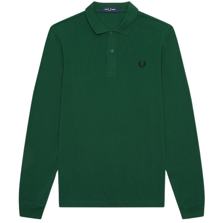 Fred Perry Plain Ivy Green Long Sleeve Polo Shirt XXL