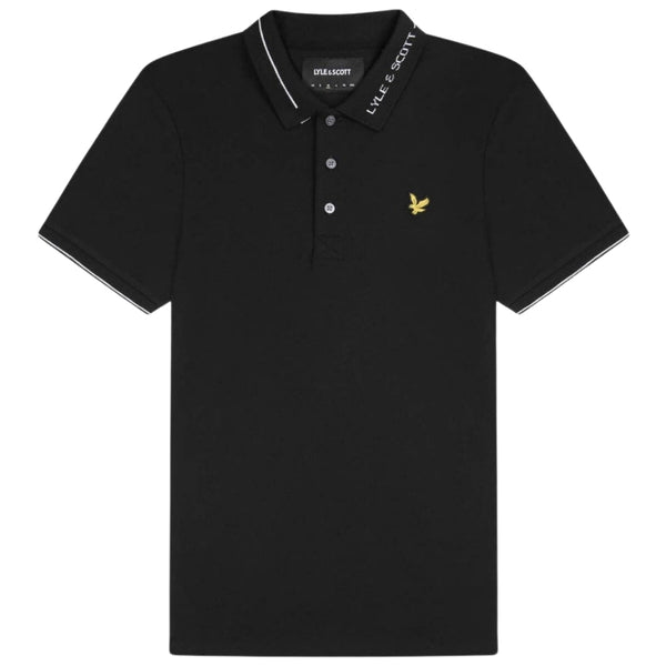 Lyle & Scott Branded Ringer Black Polo Shirt