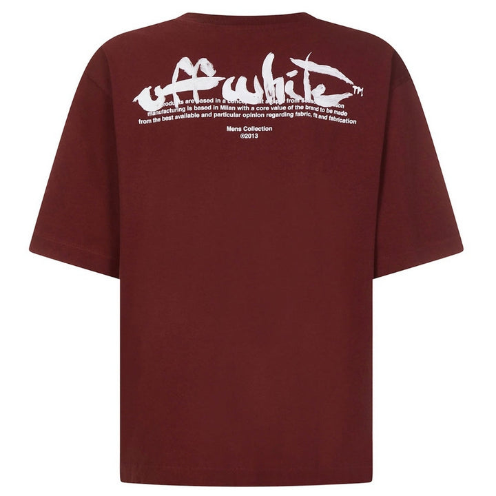 Off-White Skate Fit Paint Script Burgundy T-Shirt XS