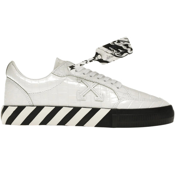 Off White Low Vulcaniized Croco Leather White Sneakers