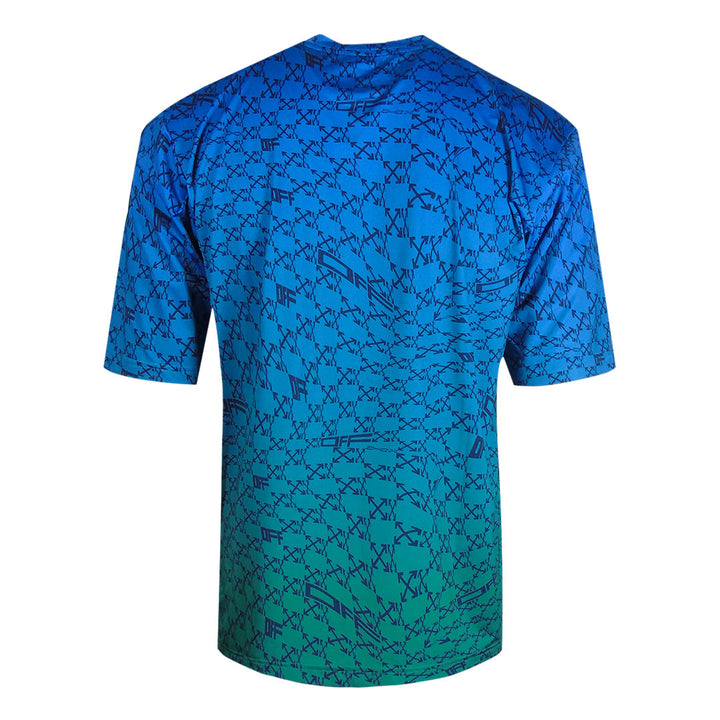 Off-White All-Over Peacock Blue Sports T-Shirt XS