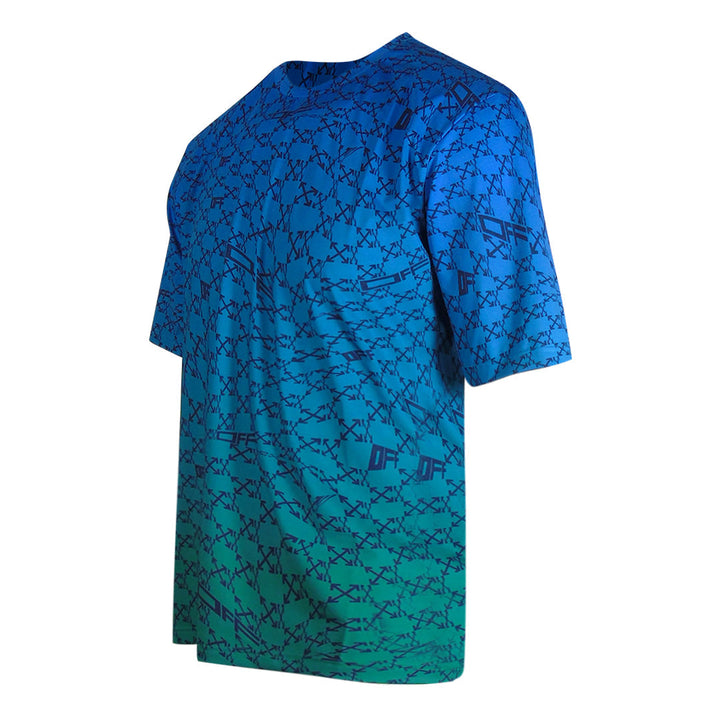 Off-White All-Over Peacock Blue Sports T-Shirt XS