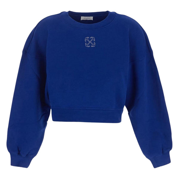 Off-White Embroidered Mini Arrow Cropped Crewneck Blue M