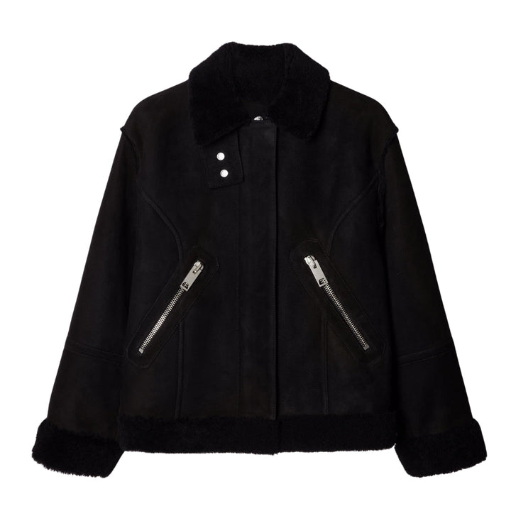 Off-White Round Shoulder Shearling Jacket IT38