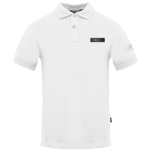 Plein Sport Slashed Sleeve White Polo Shirt S