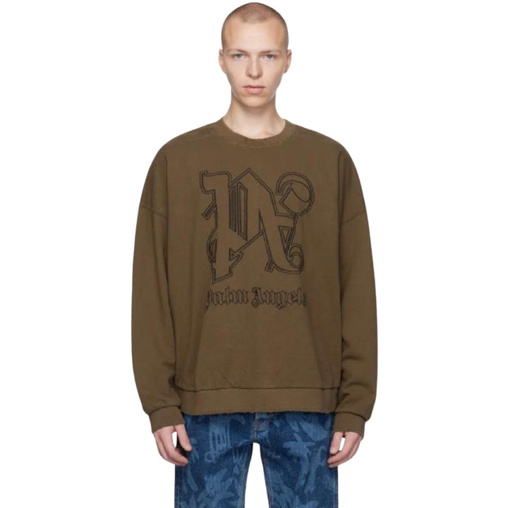 Palm Angels Pa Monogram Statement Crew Brown S