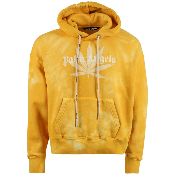 Palm Angels Leaf Tie Dye Hoodie Yellow S