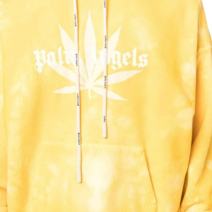 Palm Angels Leaf Tie Dye Hoodie Yellow S