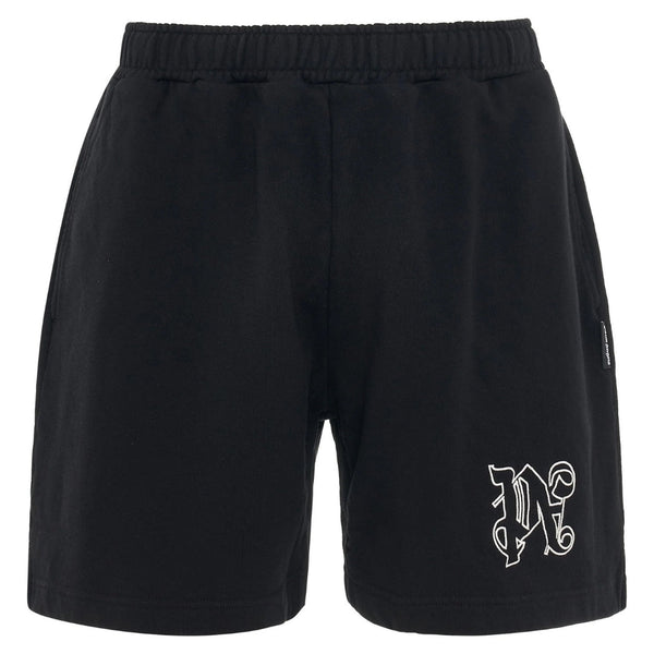 Palm Angels Monogram Statement Black Sweat Shorts S