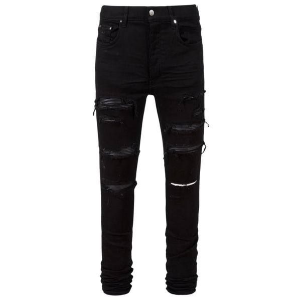 Amiri Leather Thrasher Black OD Jeans W30 / 32L