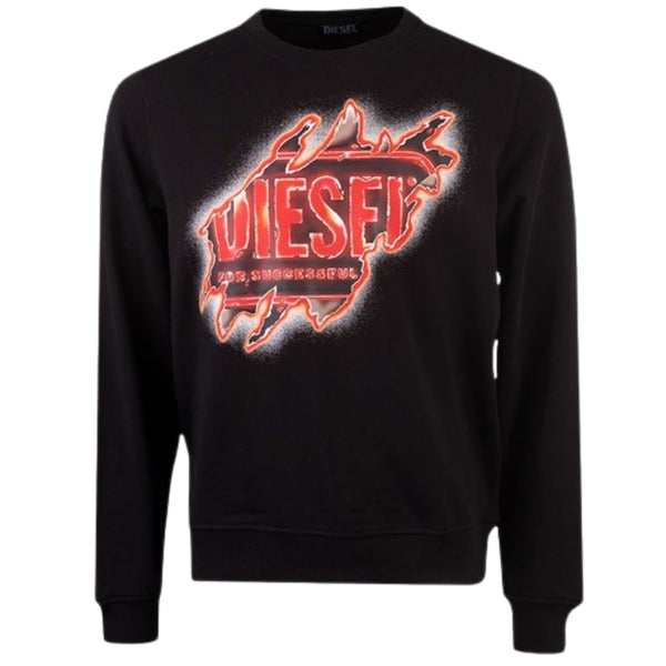 Diesel Peel Effect Logo Black Sweatshirt S