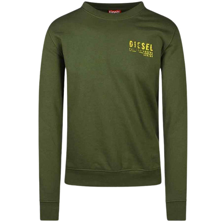 Diesel Destroyed Branded Design Green Sweatshirt S