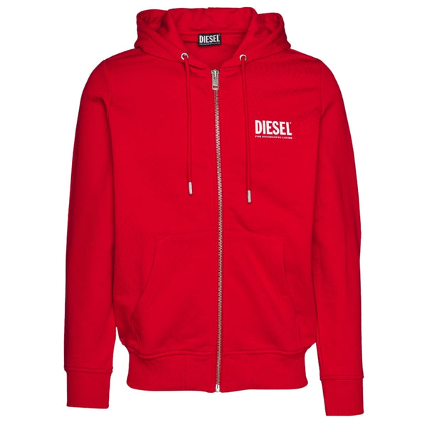 Diesel Bold Logo Zip Red Hoodie S