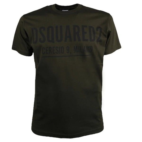 Dsquared2 Cool Fit Large Ceresio 9 Print Logo Military Green T-Shirt XS