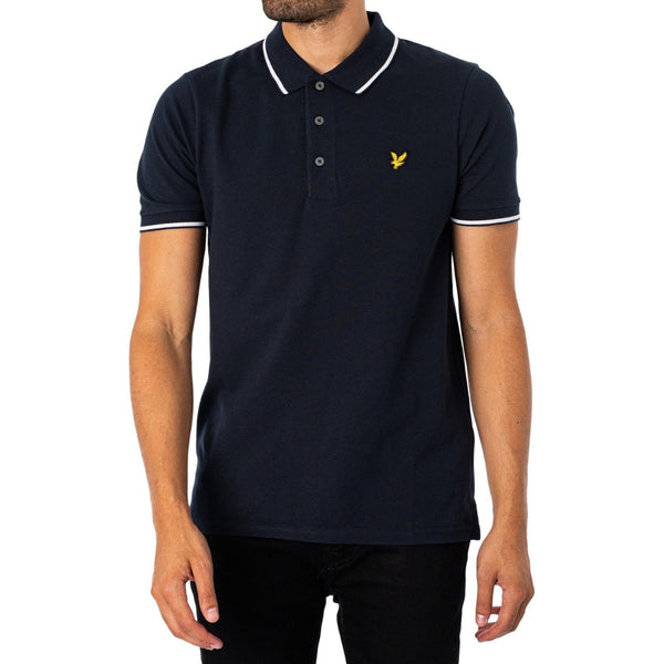 Lyle & Scott Tipped Collar Dark Navy Blue Polo Shirt M