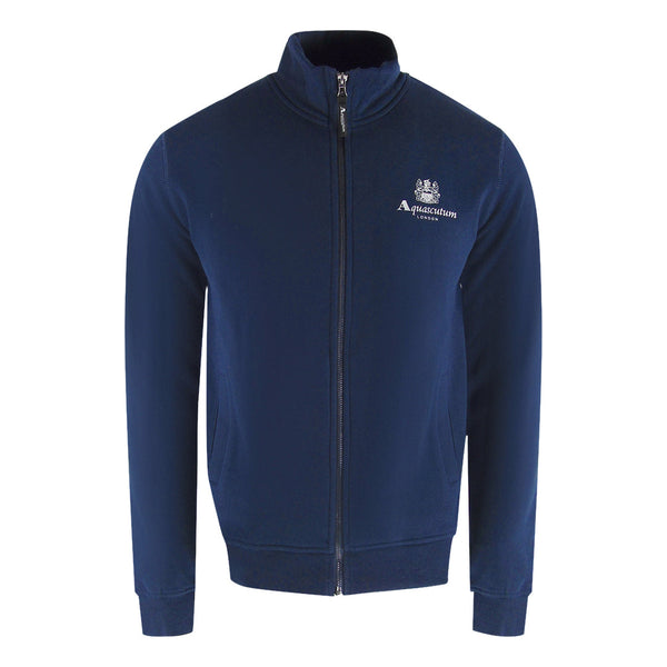 Aquascutum Activemallogo Full Zipock Neck Fleece Navy Sw004 11 Navy Blue Zip Sweater Male
