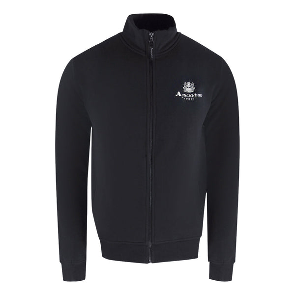 Aquascutum Activemallogo Full Zipock Neck Fleece Black Sw004 16 Black Zip Sweater Male