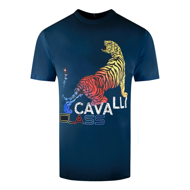 Cavalli Class Bold Tiger Design Navy Blue T-Shirt M