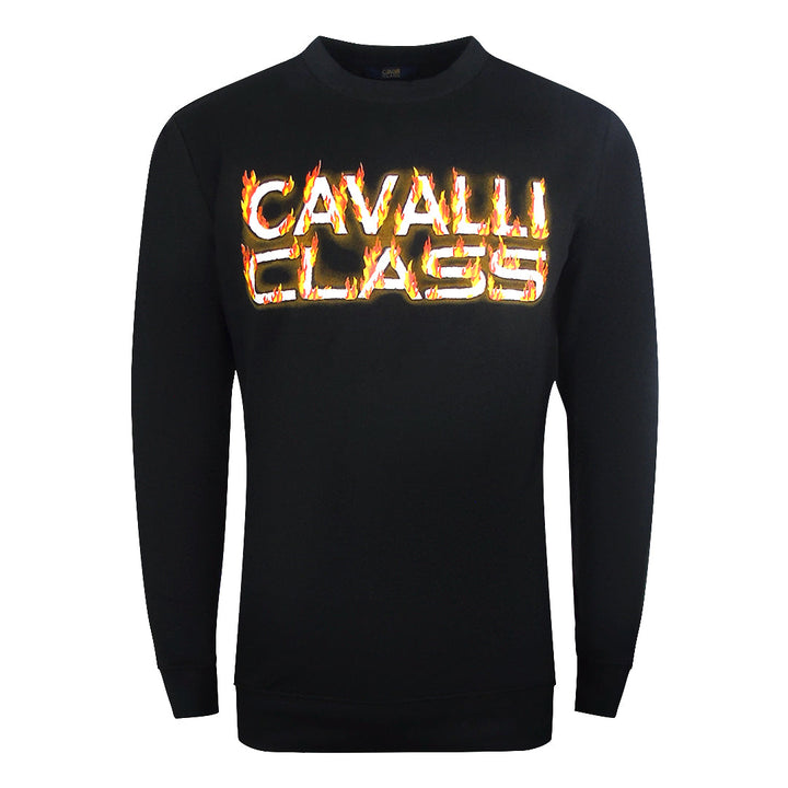 Cavalli Class Fire Logo Design Black Sweatshirt