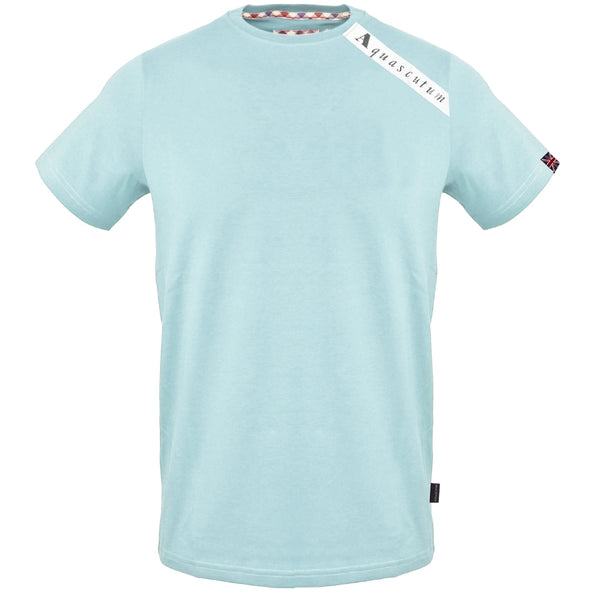 Aquascutum Shoulder Brand Logo Sky Blue T-Shirt S