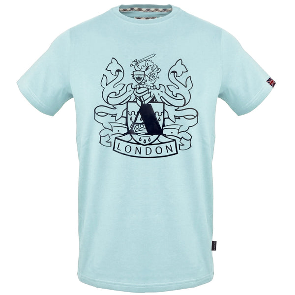 Aquascutum Large Shield Aldis Logo Sky Blue T-Shirt S